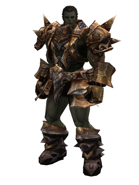 Imperial Crusader Set on a male Orc fighter, front view