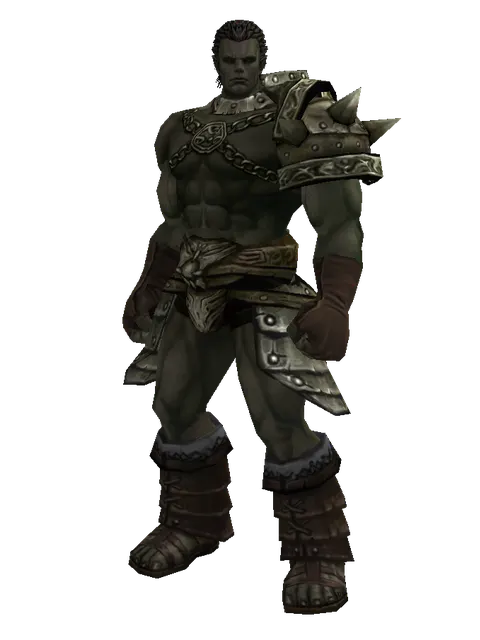 Mithril Set - Heavy on a male Orc fighter, front view