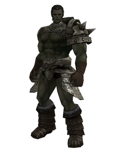 Scale (heavy armor) on a male Orc fighter, front view