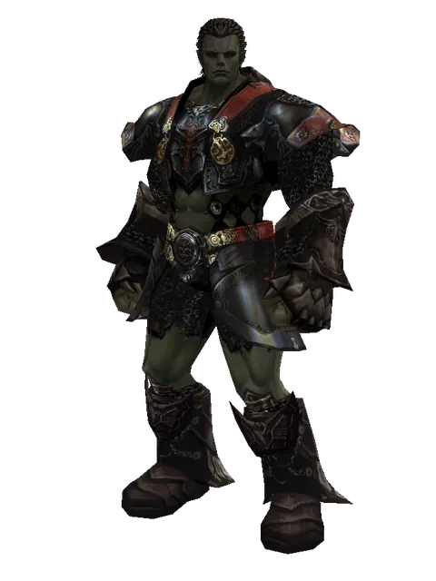 Tallum Plate Set on a male Orc fighter, front view