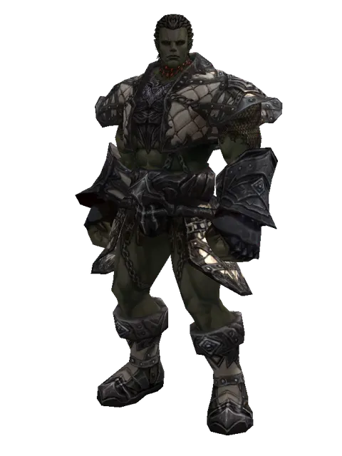 Avadon Leather Set on a male Orc fighter, front view