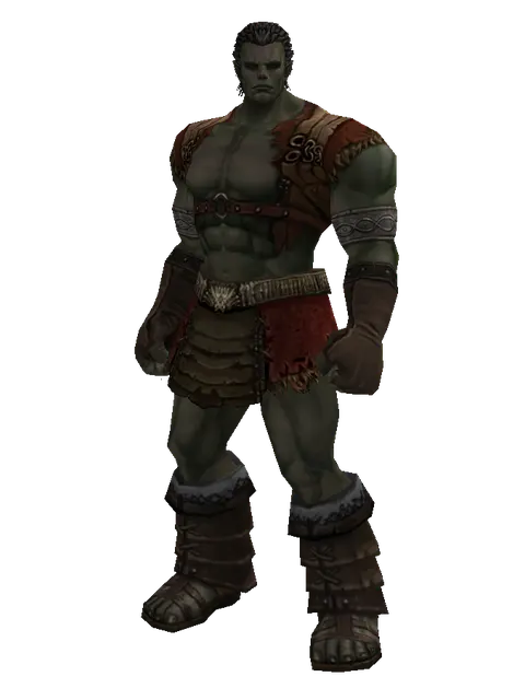 Banded Mithril (light armor) on a male Orc fighter, front view
