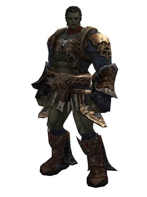 Blue Wolf Leather Set on a male Orc fighter, front view