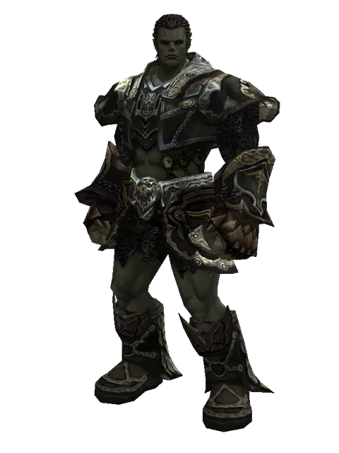 Dark Crystal Leather Set on a male Orc fighter, front view