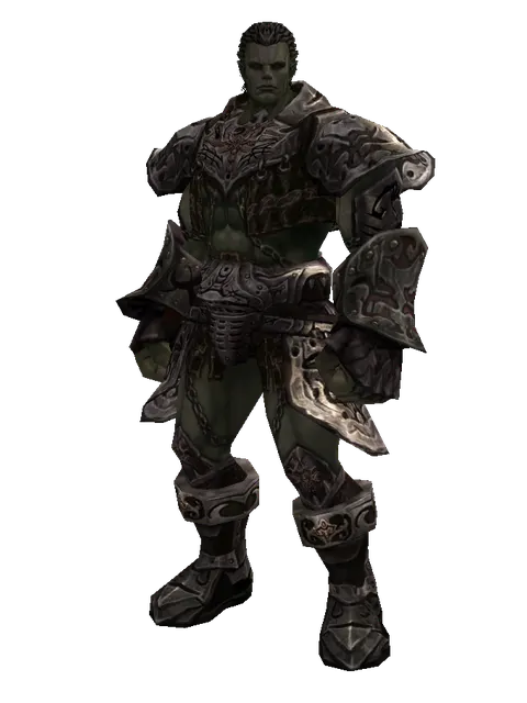 Leather Set of Doom on a male Orc fighter, front view