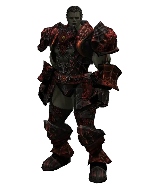 Draconic Leather Set on a male Orc fighter, front view