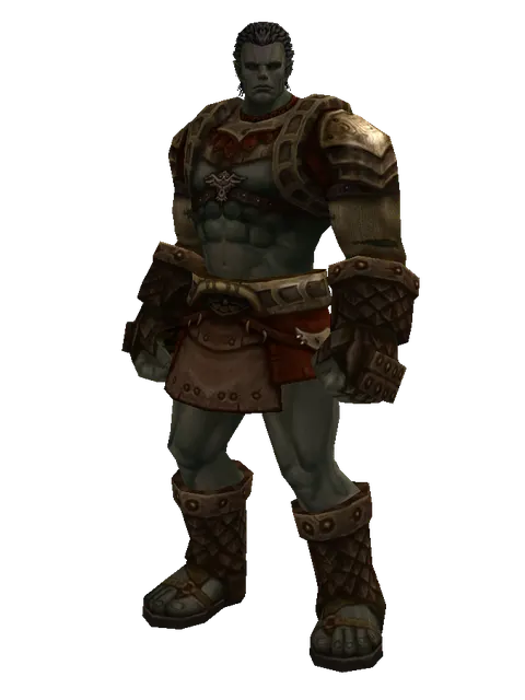Manticore Skin Set on a male Orc fighter, front view