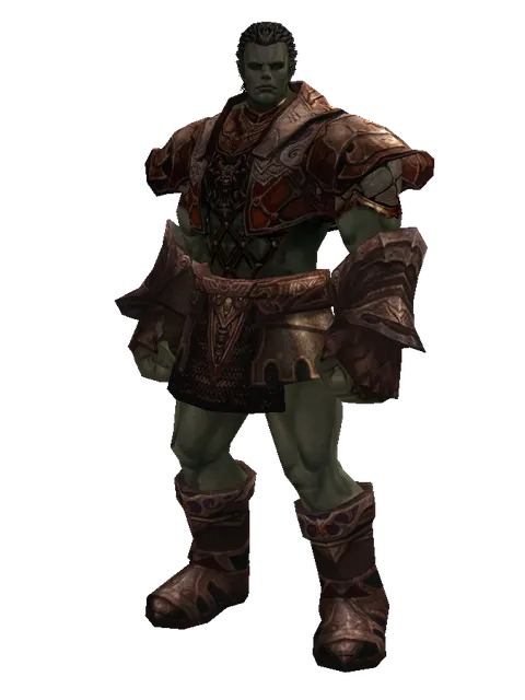 Leather Set of Nightmare on a male Orc fighter, front view