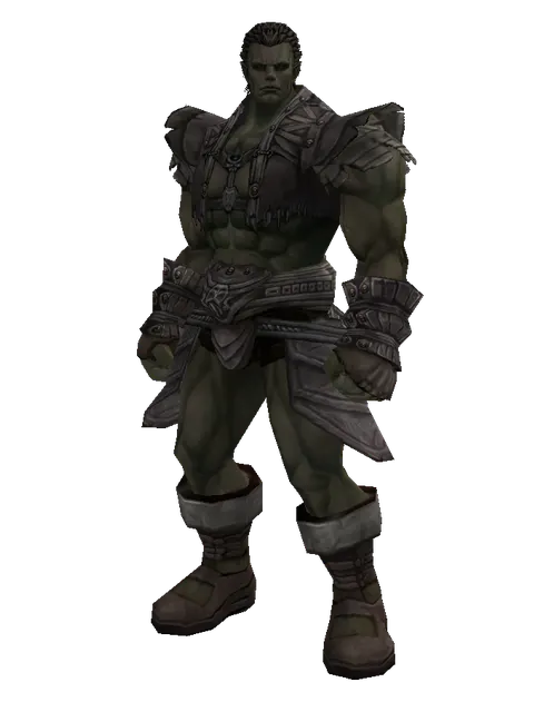 Reinforced Leather Set on a male Orc fighter, front view