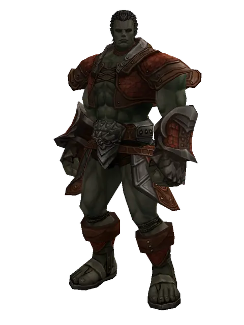 Salamander (light armor) on a male Orc fighter, front view