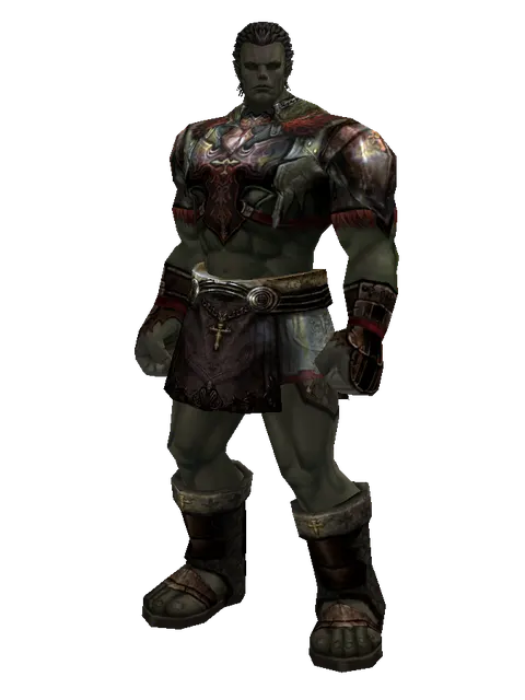 Tallum Leather Set on a male Orc fighter, front view