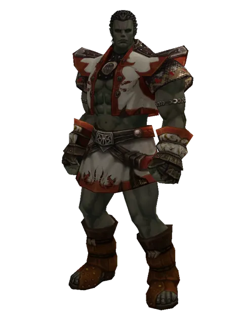 Theca Leather Set on a male Orc fighter, front view