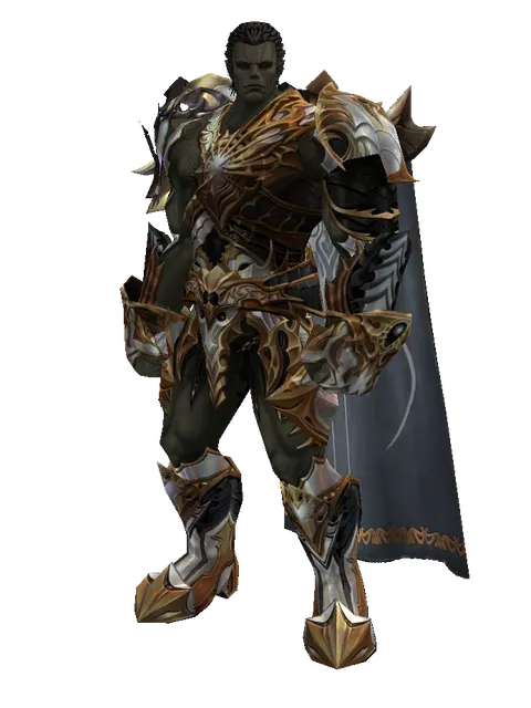Noble Vesper + Fighter Cloak (light armor) on a male Orc fighter, front view
