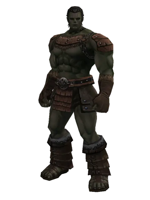 Wooden Set on a male Orc fighter, front view