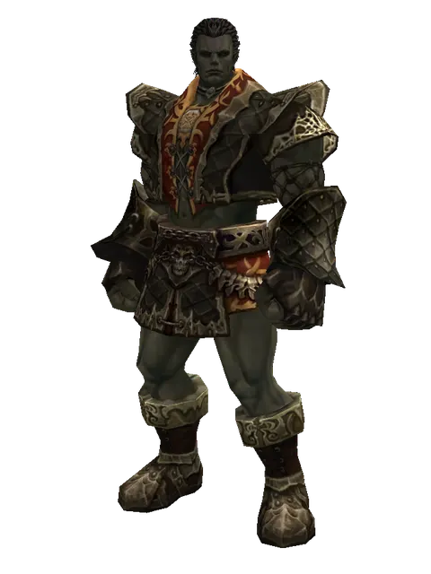 Zubei's Leather Set on a male Orc fighter, front view