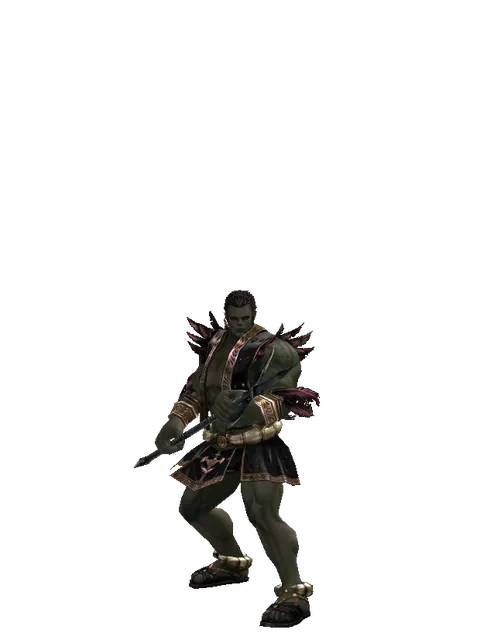 Bec de Corbin on a male Orc fighter, front view