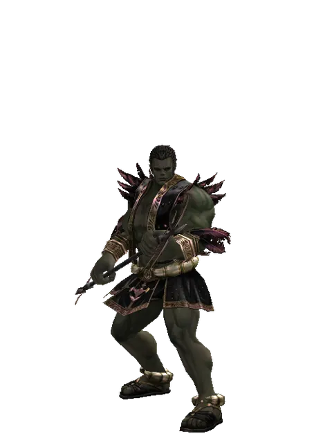 Body Slasher on a male Orc fighter, front view