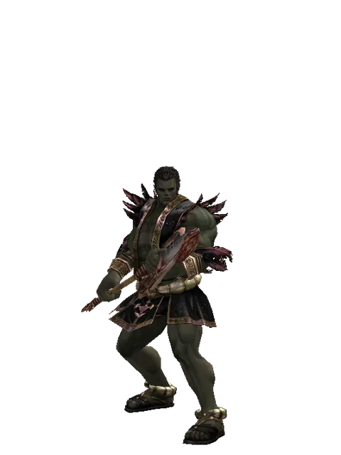 Dragon Claw Axe on a male Orc fighter, front view