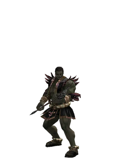 Dwarven Pike on a male Orc fighter, front view