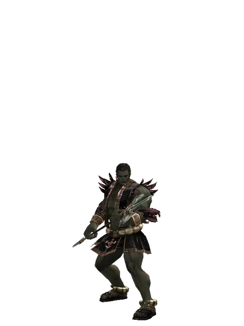 Dynasty Halberd on a male Orc fighter, front view