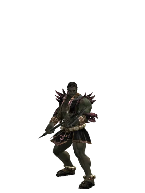 Glaive on a male Orc fighter, front view