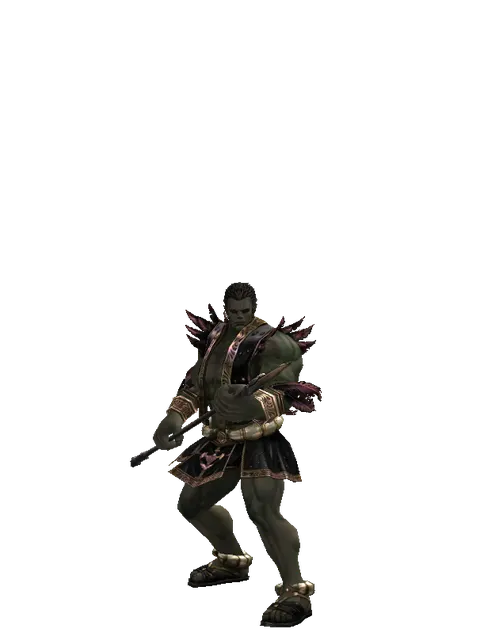 Improved Great Spear on a male Orc fighter, front view