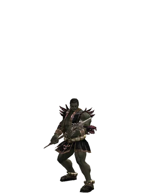 Infinity Spear on a male Orc fighter, front view
