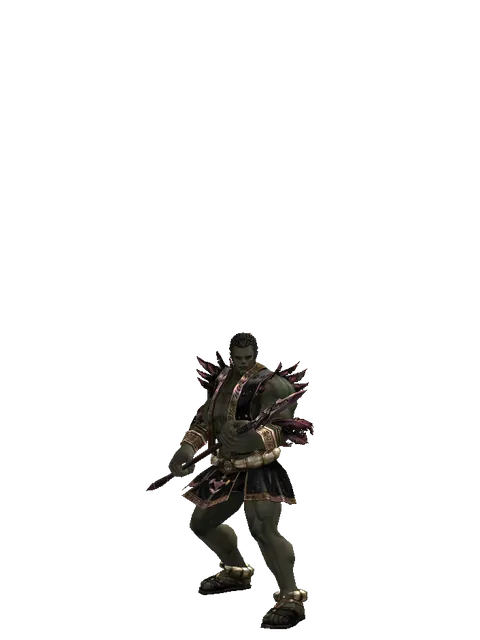 Lance on a male Orc fighter, front view