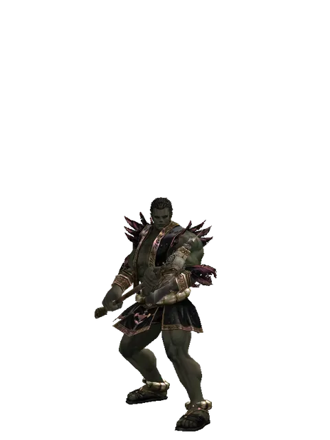 Orcish Poleaxe on a male Orc fighter, front view