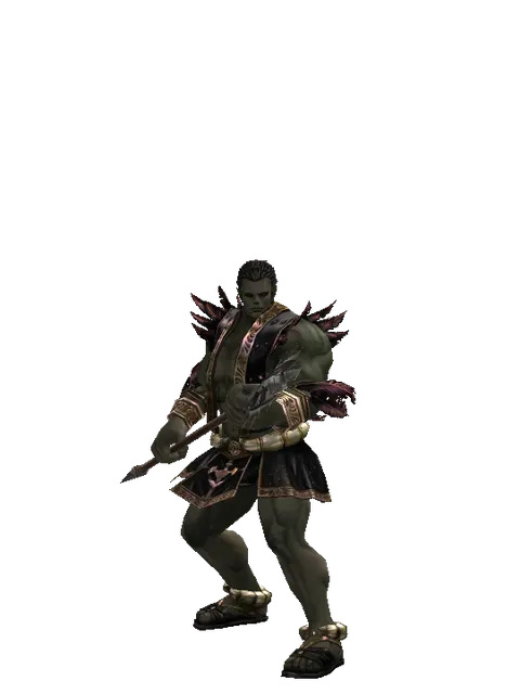 Pike on a male Orc fighter, front view