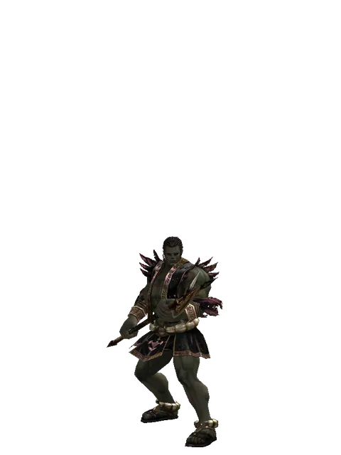 Poleaxe on a male Orc fighter, front view