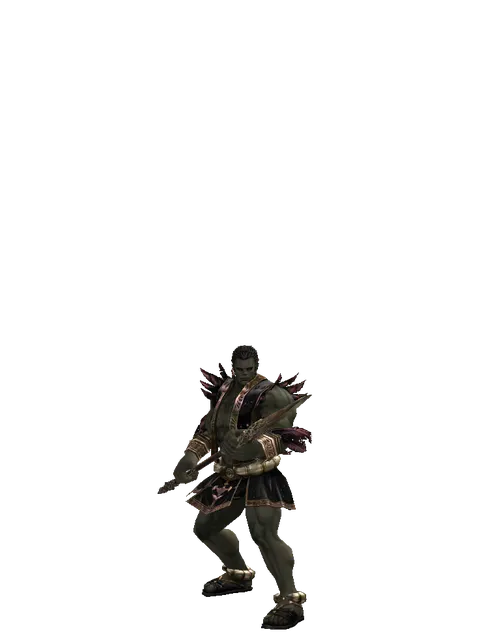 Saint Spear on a male Orc fighter, front view
