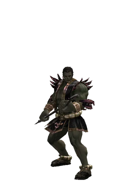 Scorpion on a male Orc fighter, front view