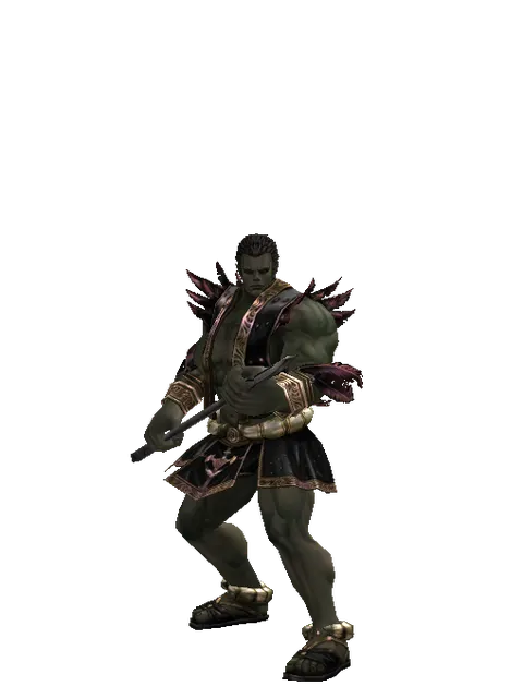 Short Spear on a male Orc fighter, front view