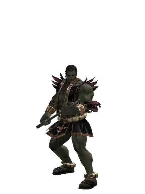 Talins Spear on a male Orc fighter, front view