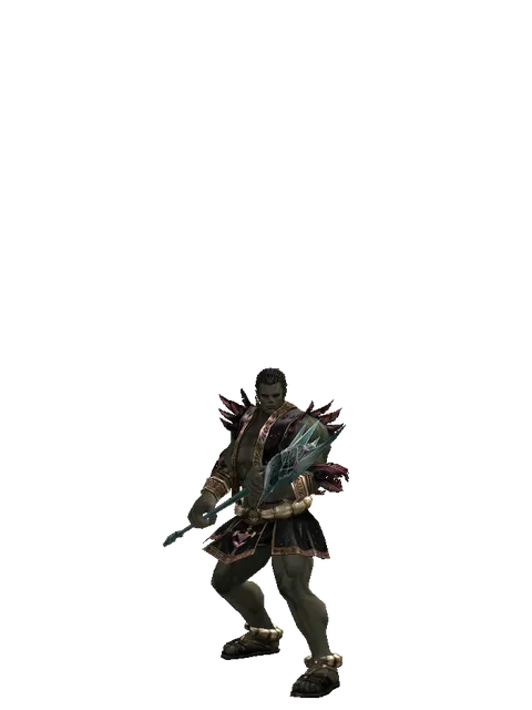 Tiphon's Spear on a male Orc fighter, front view
