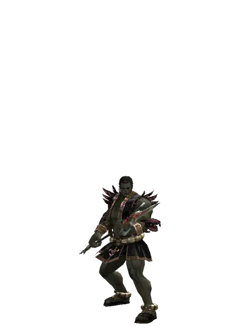 Vesper Pole on a male Orc fighter, front view