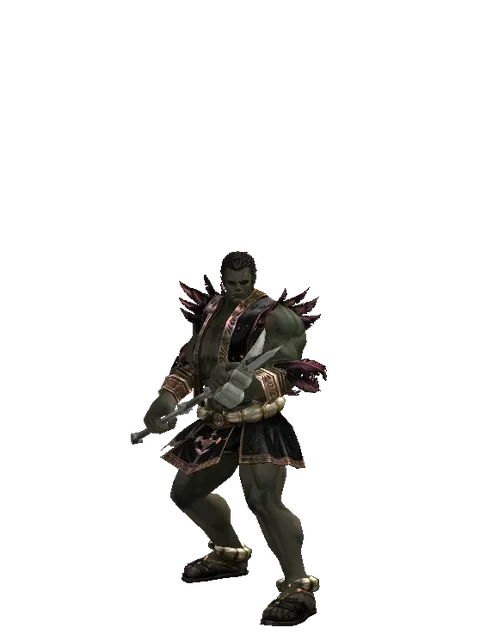 War Hammer on a male Orc fighter, front view