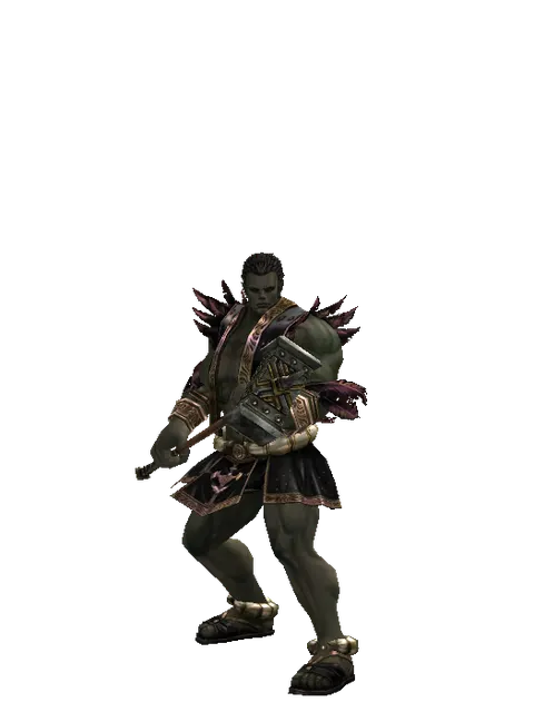 War Pick on a male Orc fighter, front view