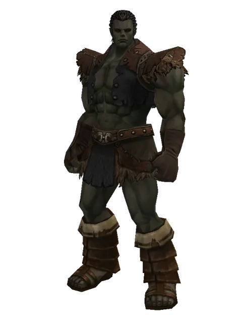 Leather (robe) on a male Orc fighter, front view