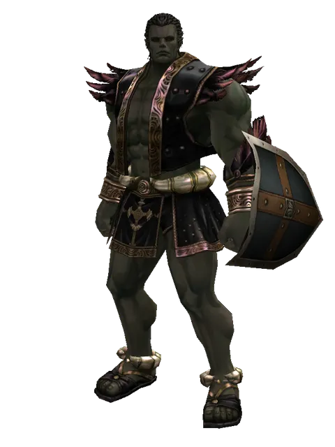 Aspis on a male Orc fighter, front view