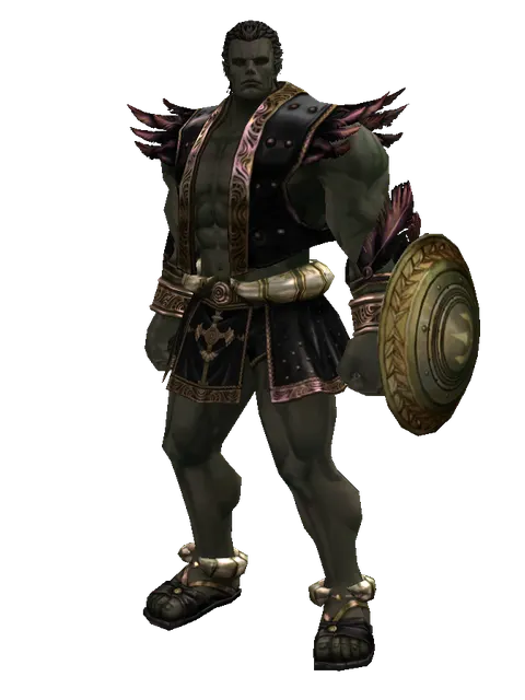 Bronze Shield on a male Orc fighter, front view