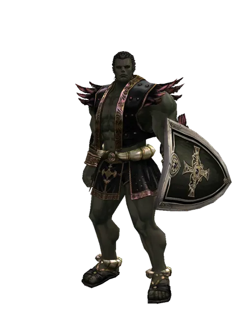 Dark Crystal Shield on a male Orc fighter, front view
