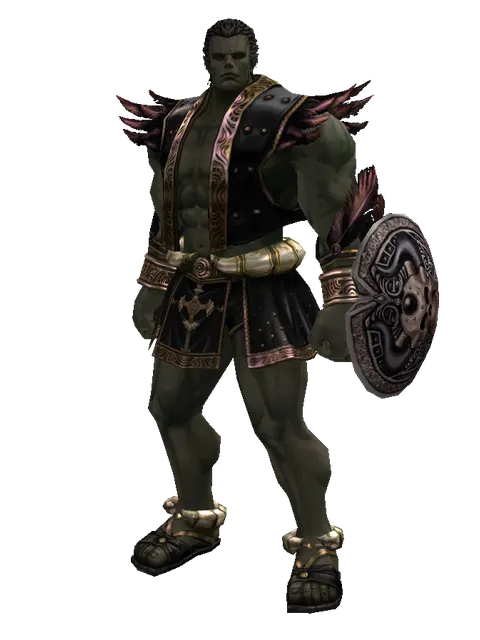 Doom Shield on a male Orc fighter, front view