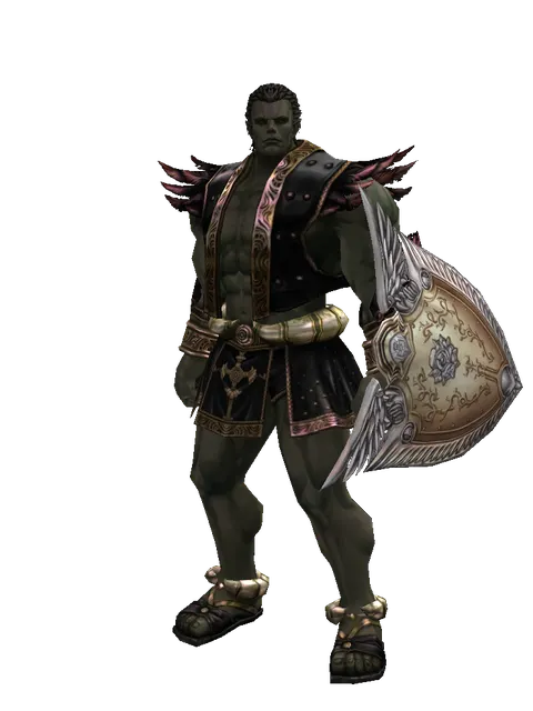 Imperial Crusader Shield on a male Orc fighter, front view