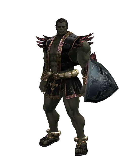 Kite Shield on a male Orc fighter, front view