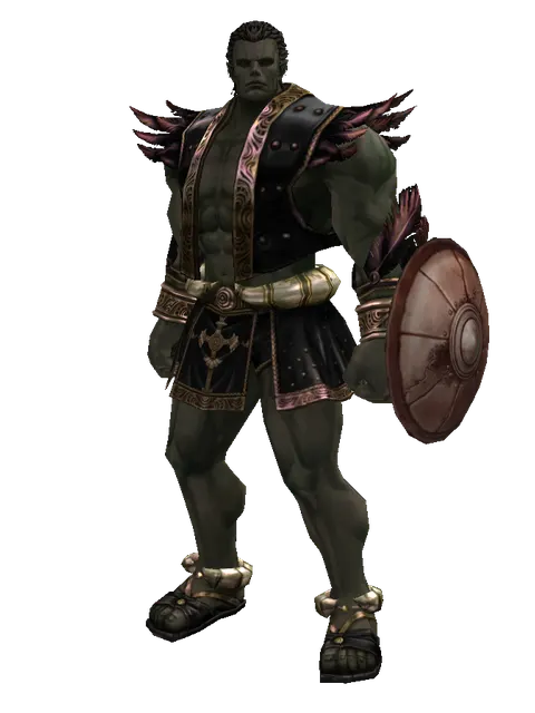 Leather Shield on a male Orc fighter, front view