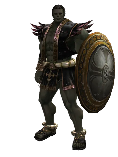 Mia Shield on a male Orc fighter, front view