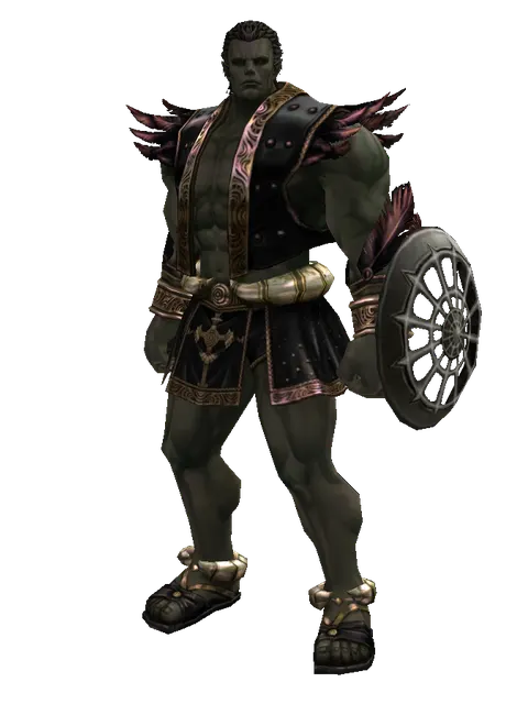 Skeleton Buckler on a male Orc fighter, front view