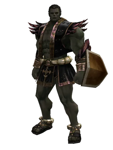 Small Shield on a male Orc fighter, front view